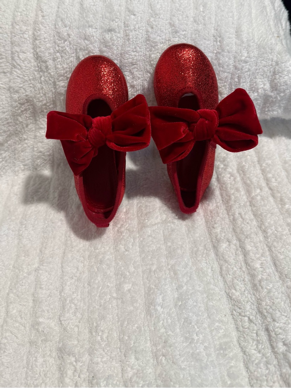 H&M Red Glitter Bow Baby Ballet Flats